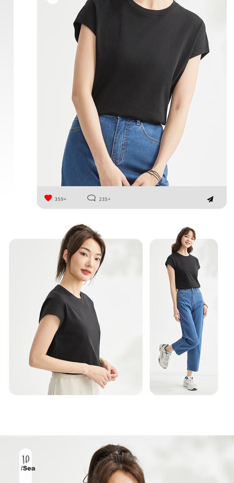 Giordano Women's T-Shirt, Summer New Style, Pure Cotton, Attractive, Elegant Ladies Round Neck White T-Shirt, Short Sleeve, 13323309 14