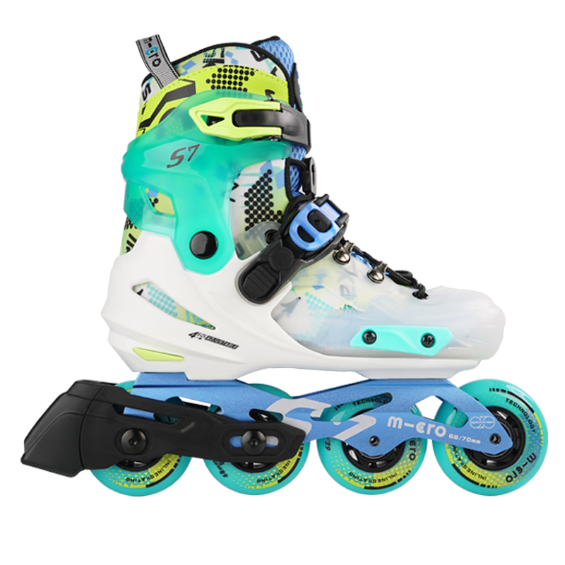 Micro Maiguo Roller Skates for Children, Boys And Girls, Beginner's Inline Skates with Adjustable Wheels, Hard Shell, Figure Skating Style, S7 Blue Package, Size M
