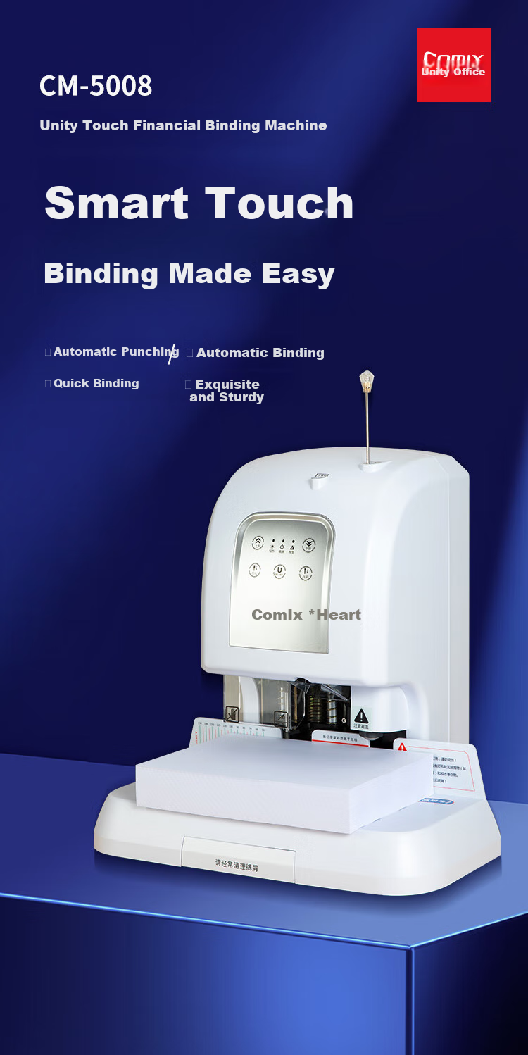 COMIX Laser Positioning Accounting Voucher Fully Automatic Binding Machine, Bill And Tender Punched Machine, Intelligent Touch Financial Binder, Binding Thickness 50mm, CM-5008 2