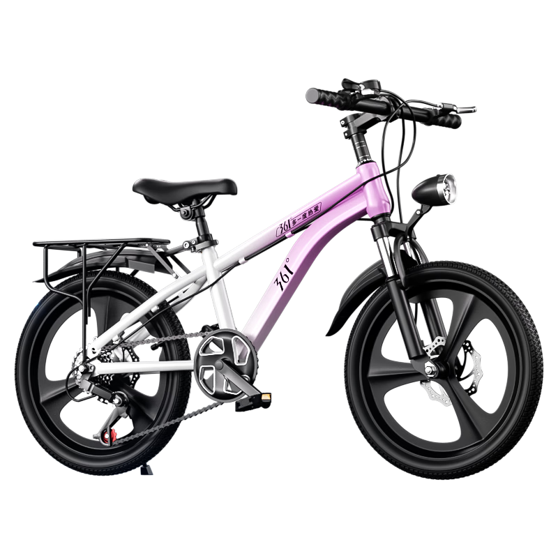 361° Youth Bicycle for Ages 7-12 with Disc Brakes, Shock Absorption, Student Pedal Mountain Bike with Gears, 24-Inch Pink