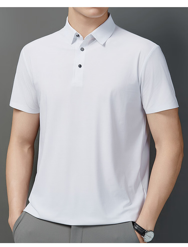 LangSha Polo Shirt for Men, Summer Sports T-Shirt, Loose-Fitting Cool Ice Silk Collar, Short Sleeve Fitness Running Father's Day Gift 34