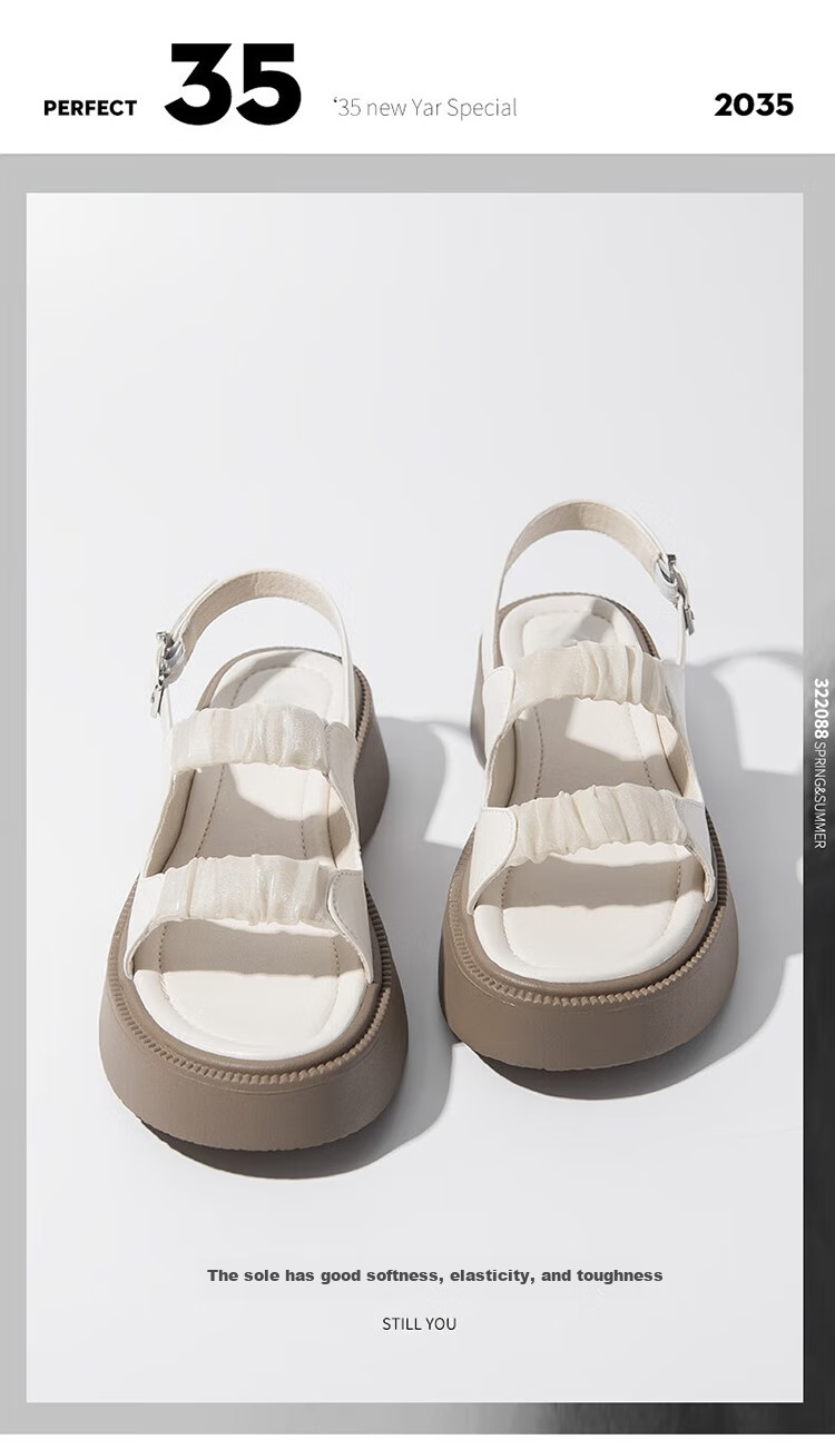 ZHR Roman Sandals for Women, Summer Height-Increasing Slippers, Outdoor Wear, Single-Strap Women's Shoes, 2026 New Style JF10T, Beige, Size 36 16