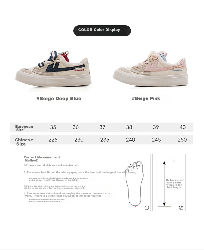 Huili Official Women's Sneakers, New Summer 2026 Style, Thick-Soled Breathable Canvas Shoes for Women, Beige And Navy Blue, Size 36 5