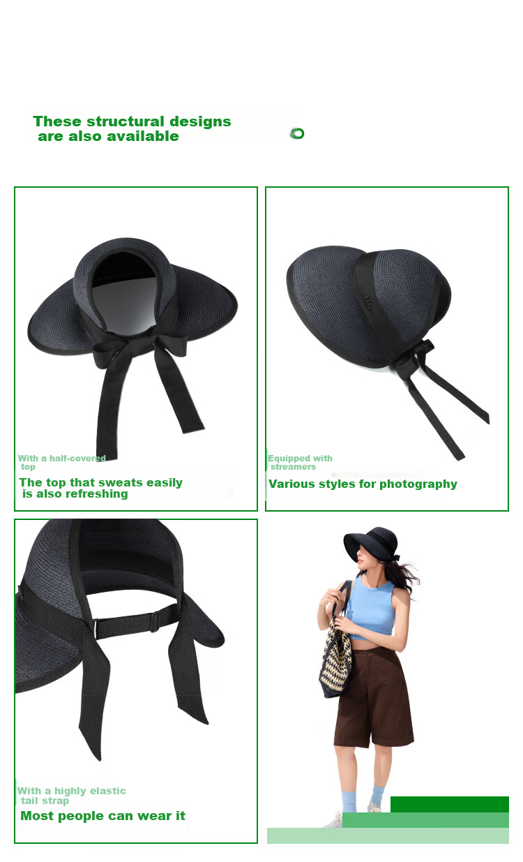Beneunder Sun Hat for Women, Straw Hat, Sun Protection Hat, Portable Ribbon Hat, Egg Roll GP745 Gray 4