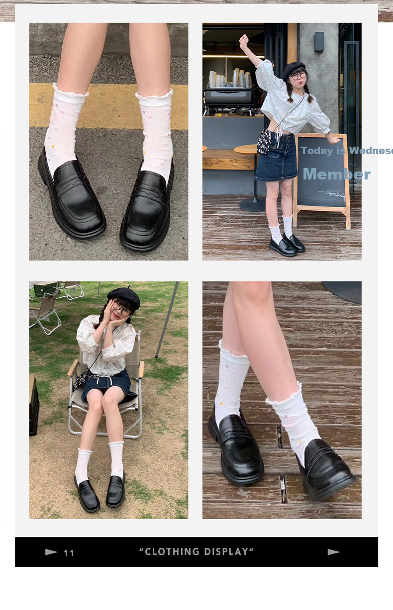Hotwind Black Loafers for Women, New Classic Soft-Soled Black Flats, Retro British Style Leather Shoes, Women's Footwear 11