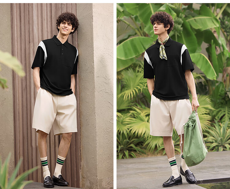 Semir POLO Shirt for Men, Cool-Feeling Antibacterial Short-Sleeve T-Shirt, Contrasting Color Spliced Top, Summer Fashion, 109325115103 5