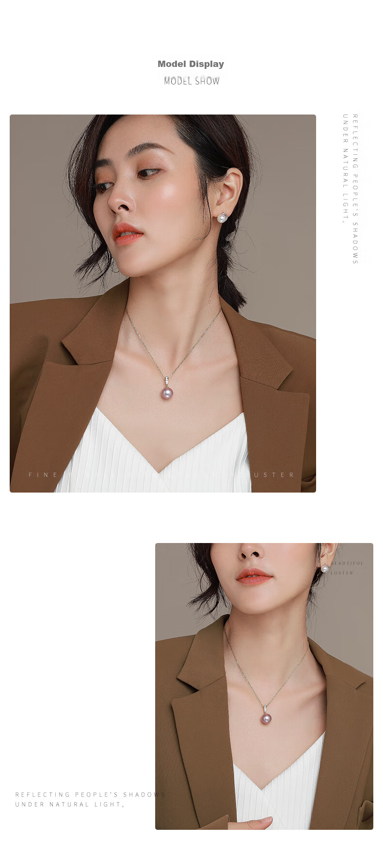 Jingrun Pearl Pendant for Women 925 Silver Freshwater Pearl Necklace Pink Purple Single Pearl Birthday Gift for Girlfriend 3