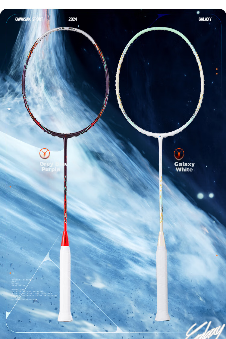 Kawasaki Badminton Racket, Xianxing Starry Sky Full Carbon Single Racket, Ultra-Light Professional Durable Racket, Gray-Blue (Pre-Strung) 11
