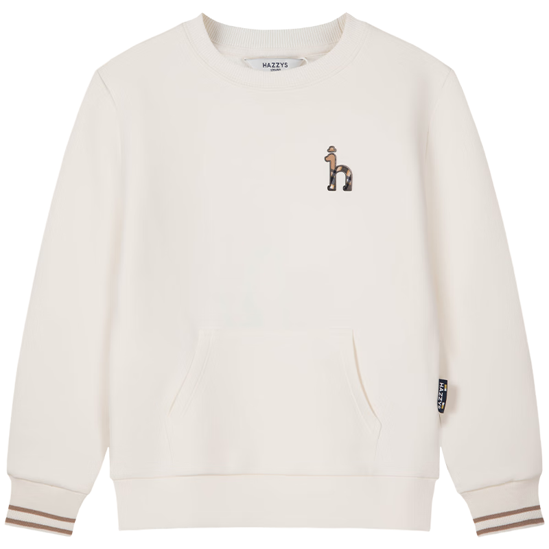 HAZZYS Brand Children's Clothing, Boys' Spring New Style, Elastic Comfortable Classic Round Neck Sweatshirt