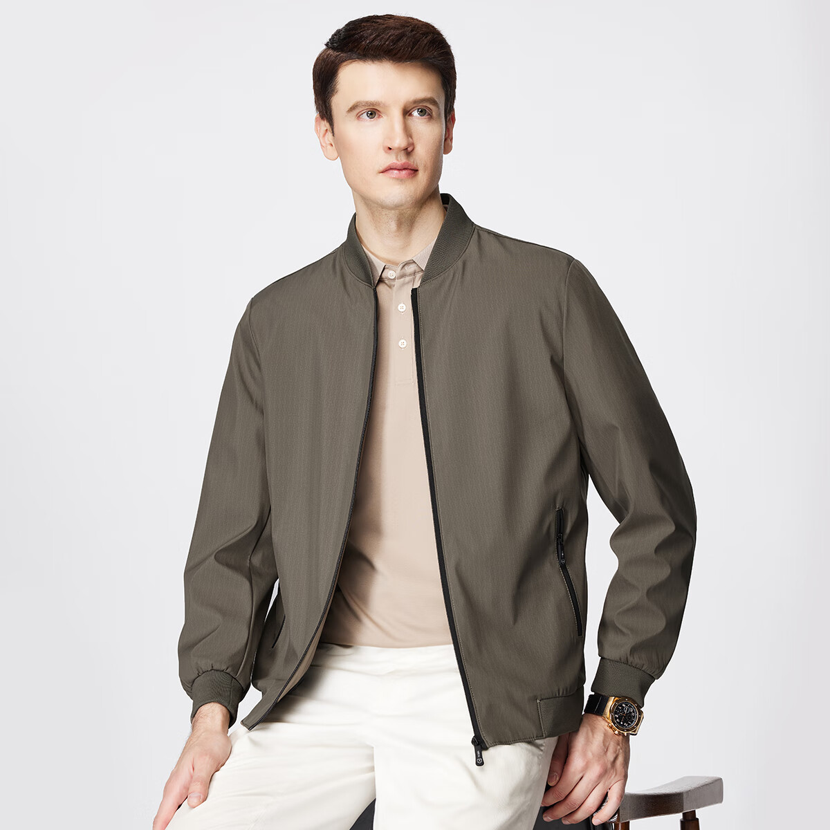 FIRS Baseball Collar Jacket for Men, Spring And Autumn Commute Casual Lightweight Wrinkle-Resistant Durable Smooth Zipper Commuter Dark Pattern Printed Coat