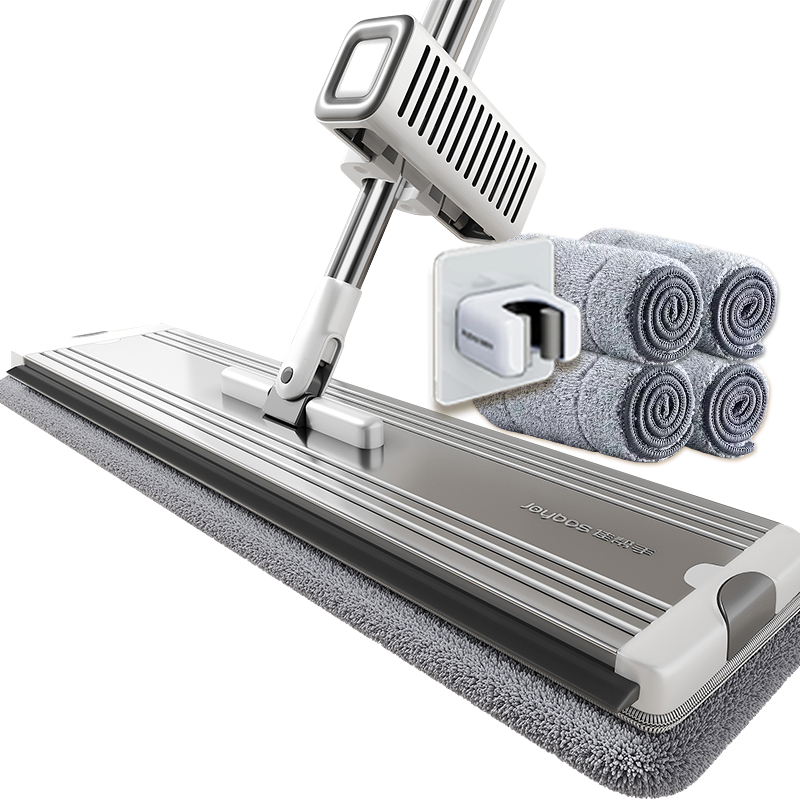 Jiabangshou 42cm Flat Mop with 4 Cloths, 138cm Rod, Hands-Free Washing, Dual-Use Household Mop 2025