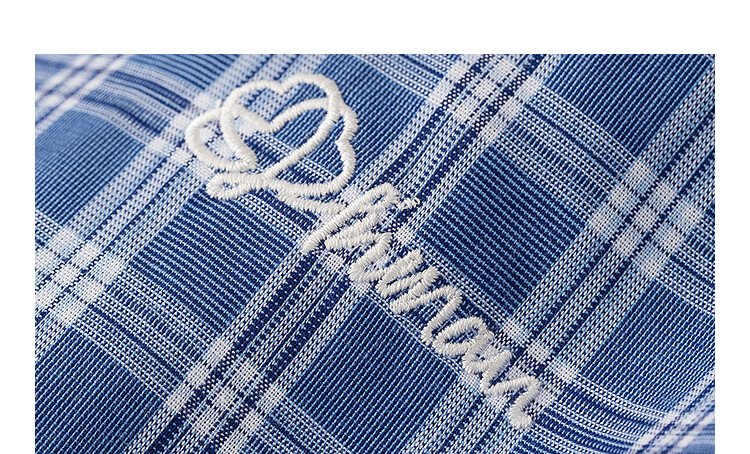 INMAN French Plaid Dress Summer Women's Versatile Puff Sleeve A-Line Skirt Navy Blue S 40