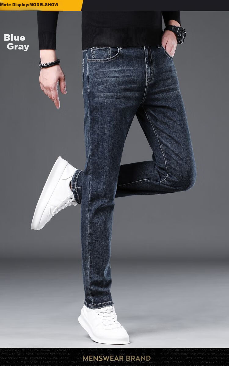 JEEP Spring New Fashion Straight-Leg High-End Men's Jeans, Trendy Pants for Men, 561 Blue, Size 30 7