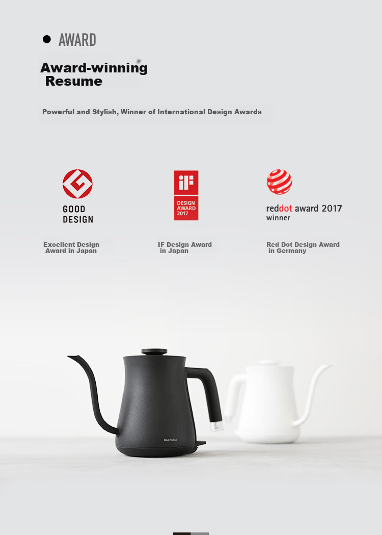 BALMUDA Electric Kettle, High-End Pour-Over Coffee Maker, 3-Minute Rapid Boiling, Stainless Steel Tea Infuser, Professional Barista Kettle, Recommended Gift, White 5
