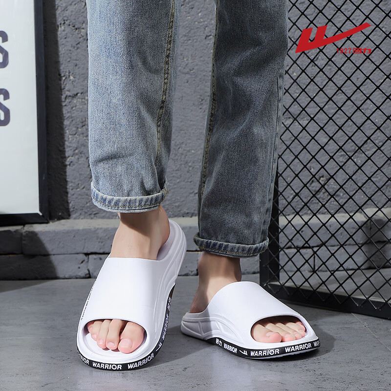 Warrior Men's Non-Slip, Odor-Resistant Sandals with Squishy Feel for Summer Outdoor Wear, Indoor Home Use, Bathroom 3B22 White And Black Size 46-47
