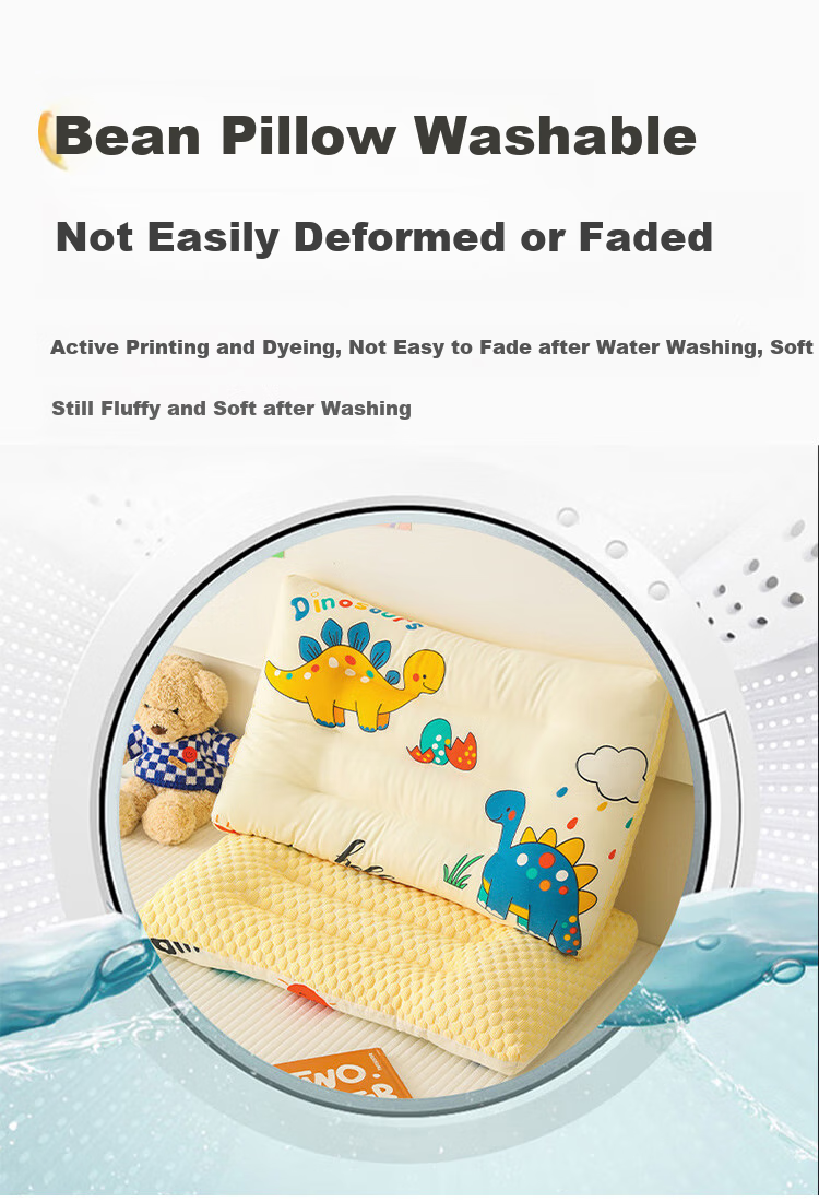 Aibaoshi Children's Pillow, Summer Ice Bean Pillow for Primary School Students, Nap Pillow, Kindergarten Pillow, Washable, Happy Caravan S761 9