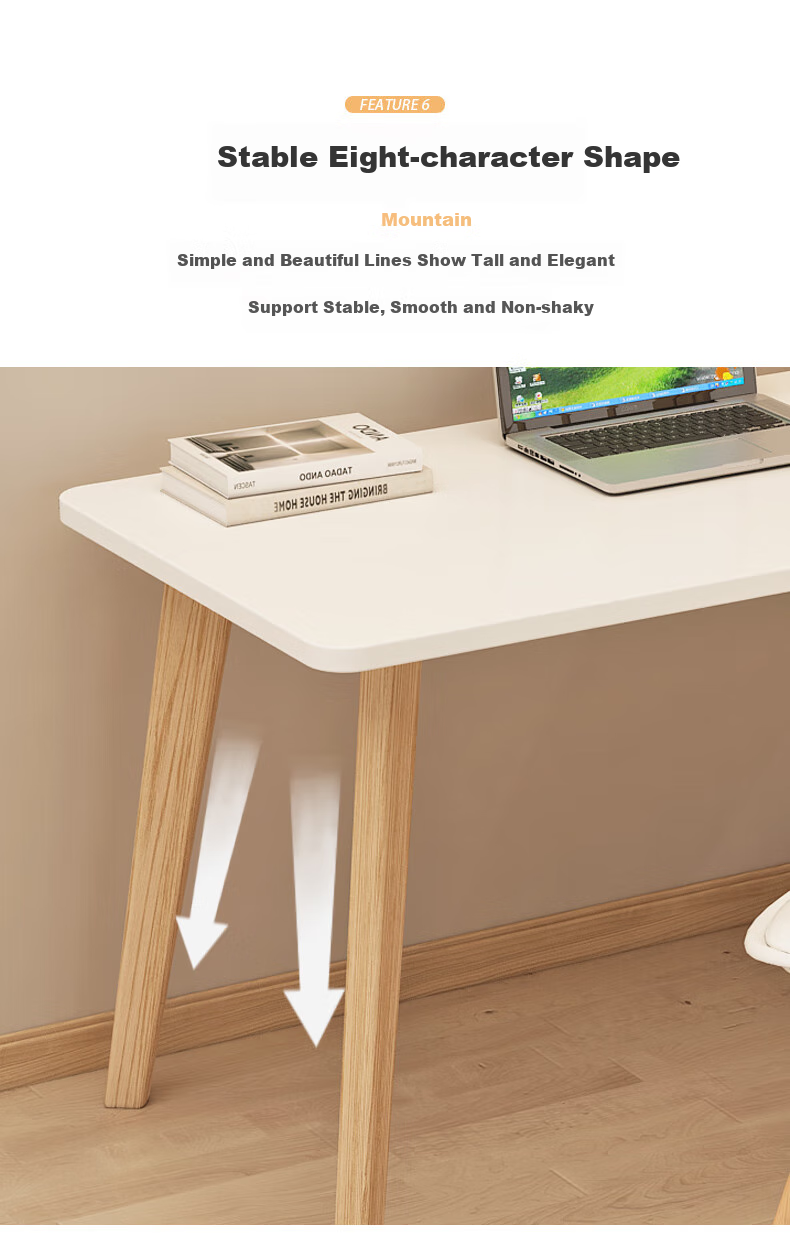 Fanshe Small Desk Computer Table with Wooden Legs, Minimalist Bedroom Study Desk for Compact Spaces, Home Office Workstatio 5