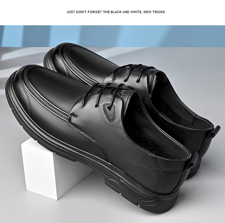 Spider King Men's Leather Business Casual Shoes Spring Autumn Soft Sole Black 41 3