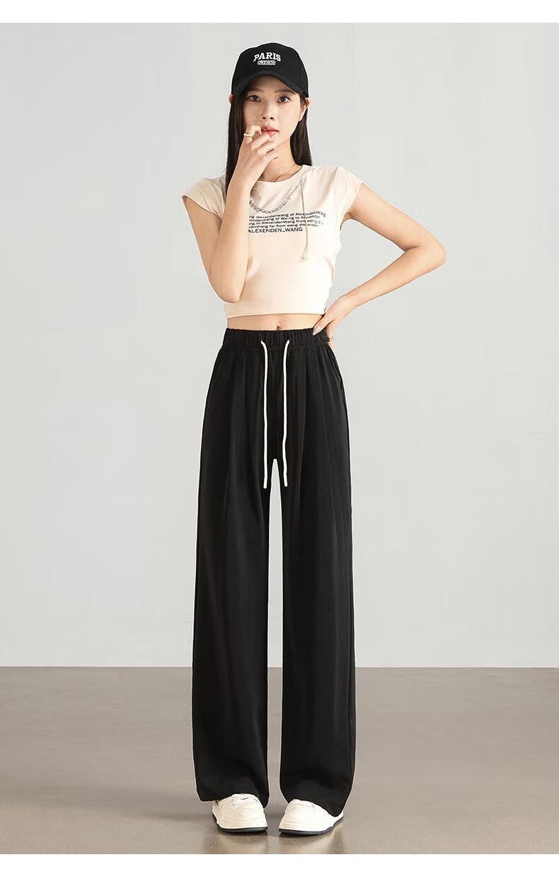 BOPRUIEY Thin Ice Silk Casual Pants for Women, Summer 2026 Trendiest Style, Breathable Draping Straight-Leg High-Waisted Wide-Leg Trousers 13