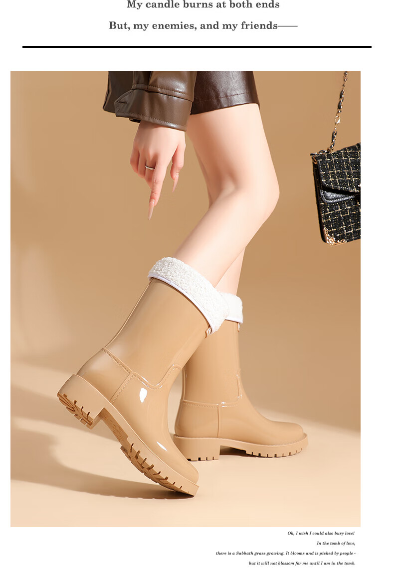 Warrior Women's Mid-Calf Waterproof Non-Slip Outdoor Rain Boots Fashion Short Durable Rain Shoes Size 37 16