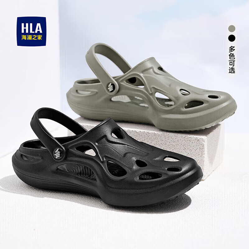 HLA Men's Sandals Hollow Out Closed Toe Comfortable Slippers HAALXM2DBK120 Black Size 40/41 (Dual Size)