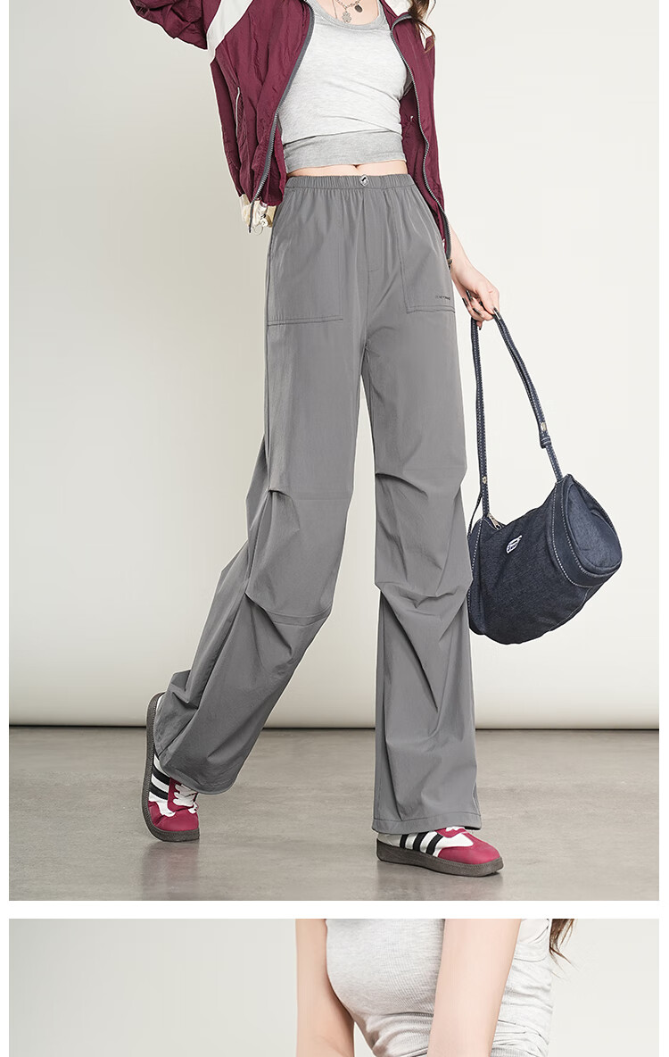 BOPRUIEY Women's Work Pants 2025 Summer Thin Convertible Narrow Leg Sports Hiking Casual Straight Leg Paratrooper Pants 16