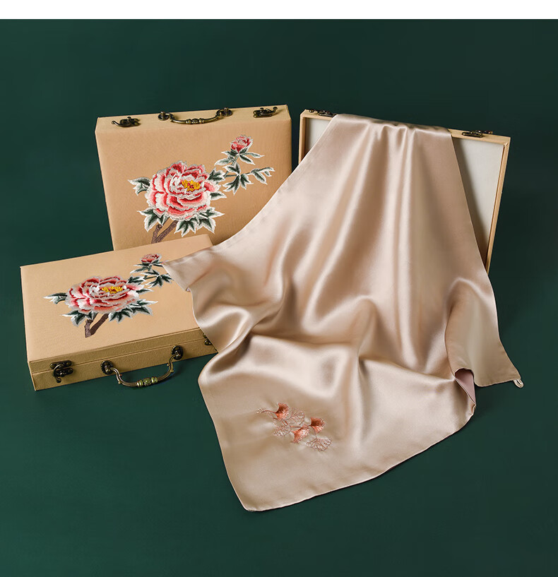 Hangsilu Handmade Suzhou Embroidery Silk Scarf, Pure Mulberry Silk Gift Box Set, Birthday And Holiday Present for Mom, Teacher, High-End Gift 6