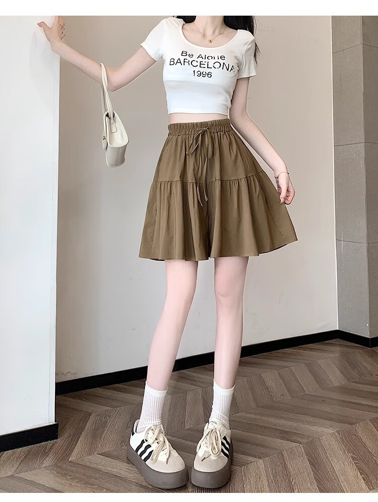 LangSha Women's Japanese-Style Design Casual Skort Shorts, Summer Lightweight High-Waisted Slimming Shorts for Petite Figures 13