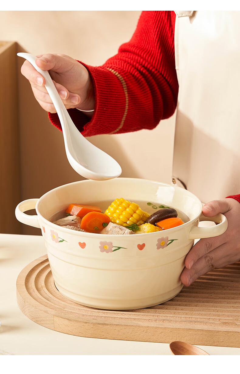 Youlaifu Ceramic Double-Handled Soup Bowl Large 12-Inch Bowl for Sour Fish Soup, Boiled Fish, Crayfish, And Spicy Blood Soup 1
