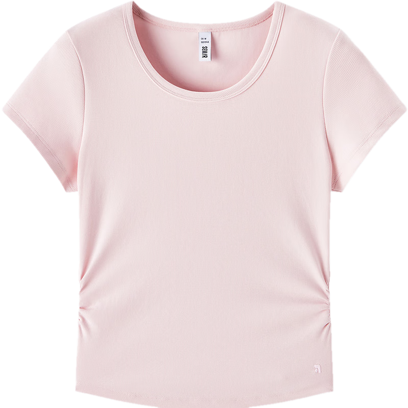 Semir Women's Short Sleeve T-Shirt, Fitted Round Neck Inner Wear, Summer Cool Waist-Cinching V-Neck Top, Hot Girl Style 109326100003
