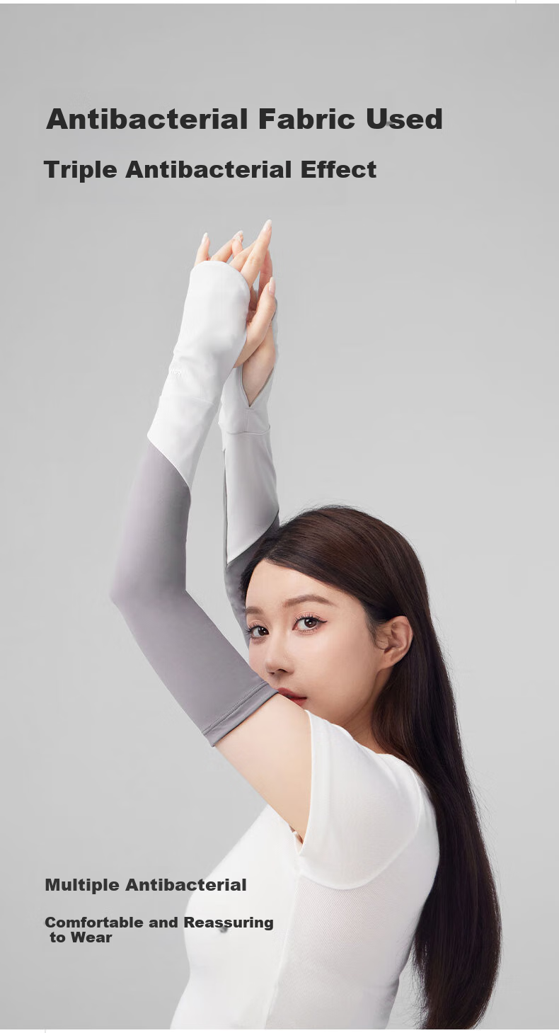 Obsu Color Block Sun Protection Arm Sleeves, Dark Gray with Silver Contrast, Sun Protection Arm Sleeves 14