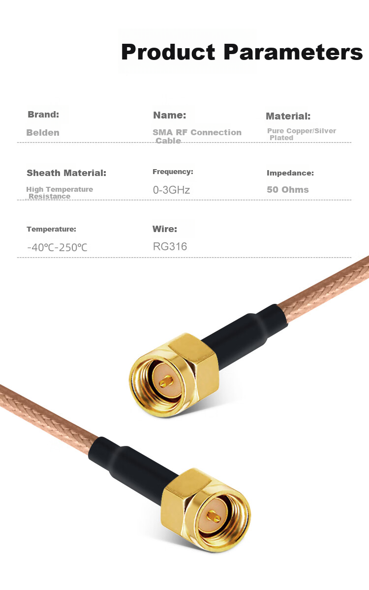 BOSENDE SMA Male to SMA Male RF Cable, Antenna Extension Cable 50 Ohm, High-Frequency RG316 Ultra-Soft Silver-Plated Shielded High-Temperature Cable, 0.5 Meter BSD-SMA 2