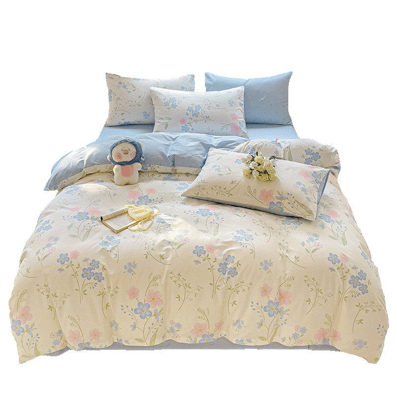 Hodo Cotton Bedding Set for 1.5/1.8m Bed, Home Use Double Bed Cover, Bed Sheet, Pillowcases, 100% Pure Cotton, Dream Island Patter