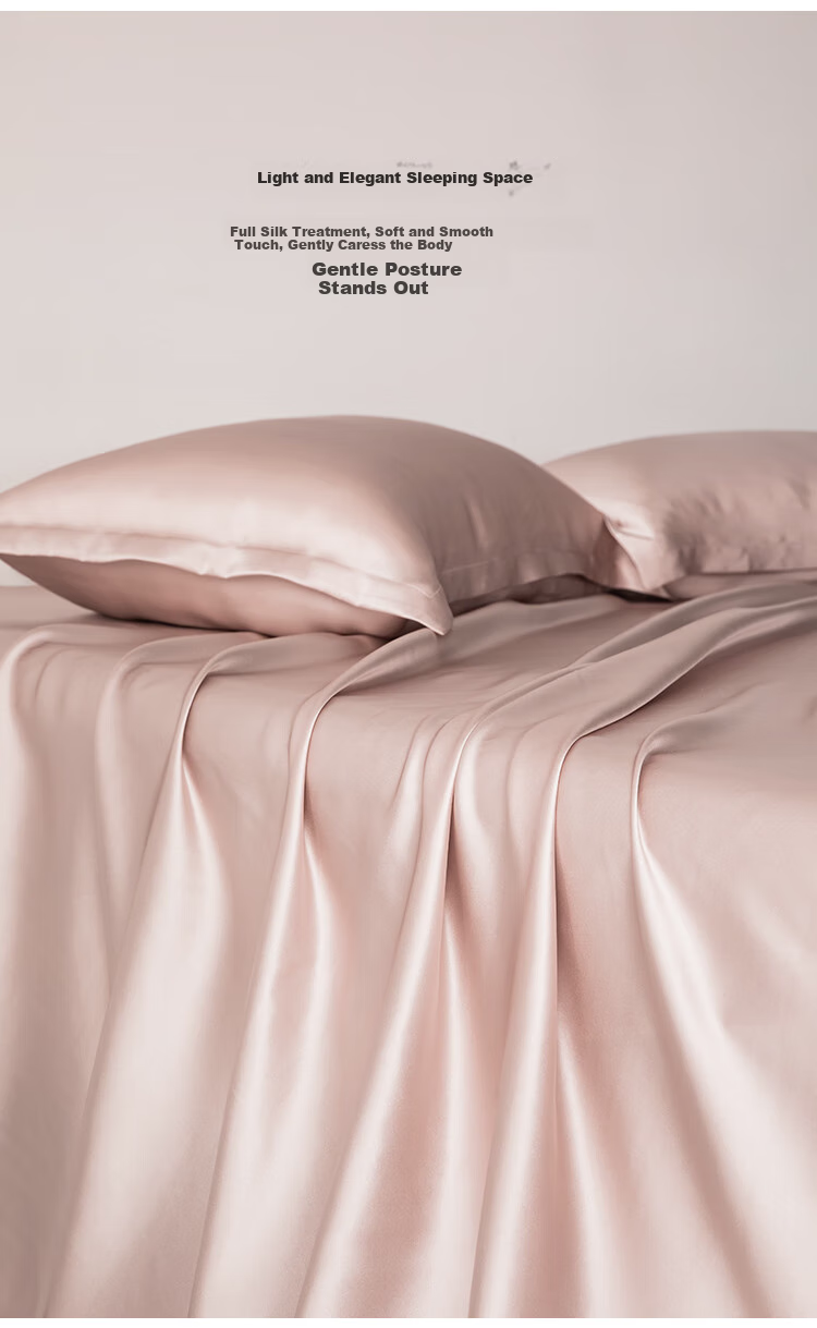 Silk Empress Premium 6A Mulberry Silk 4-Piece Bedding Set 100% Mulberry Silk Bed Linen 200x230cm [Elegant Pink] 2