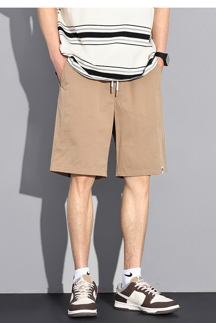 TonLion 2025 Summer Men's Loose Casual Straight-Leg Cargo Shorts, Khaki, Size L 10