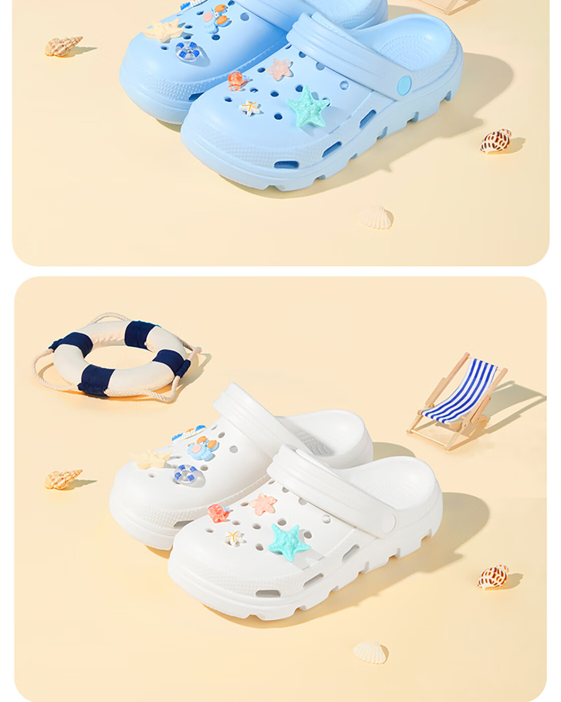 MINISO Colorful Ocean Series Perforated Slippers, Blue, Size 37-38 6