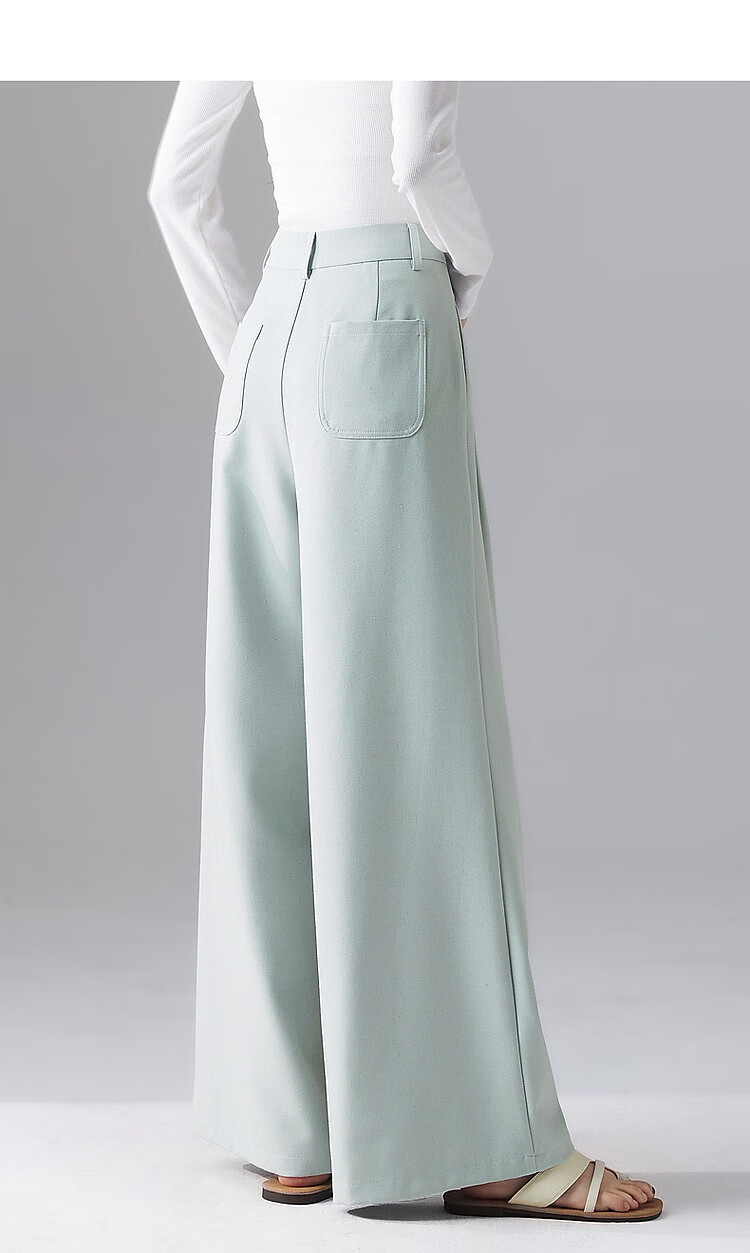 Dme [Containing High-End Linen] Spring Loose-Fitting Commuter Insert Waist Long Pants, Concealing Body, Easy to Match Women's Casual Pants 7