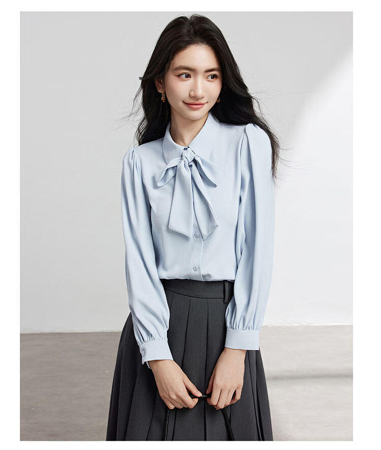 Bodexiaojie Women's Chiffon Bow Tie Blouse, Professional Commute Formal Wear, Inner Layer for Petite Figures, Interview Shirt, White, XL 11