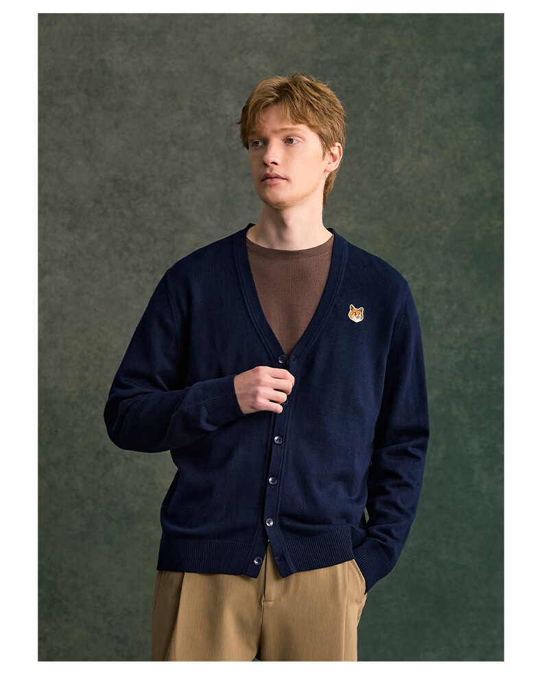 William Fox & Sons Wool Blend Fine Combed Knitted Yarn Classic Retro LOGO Little Fox Head Knitted Cardiga 13