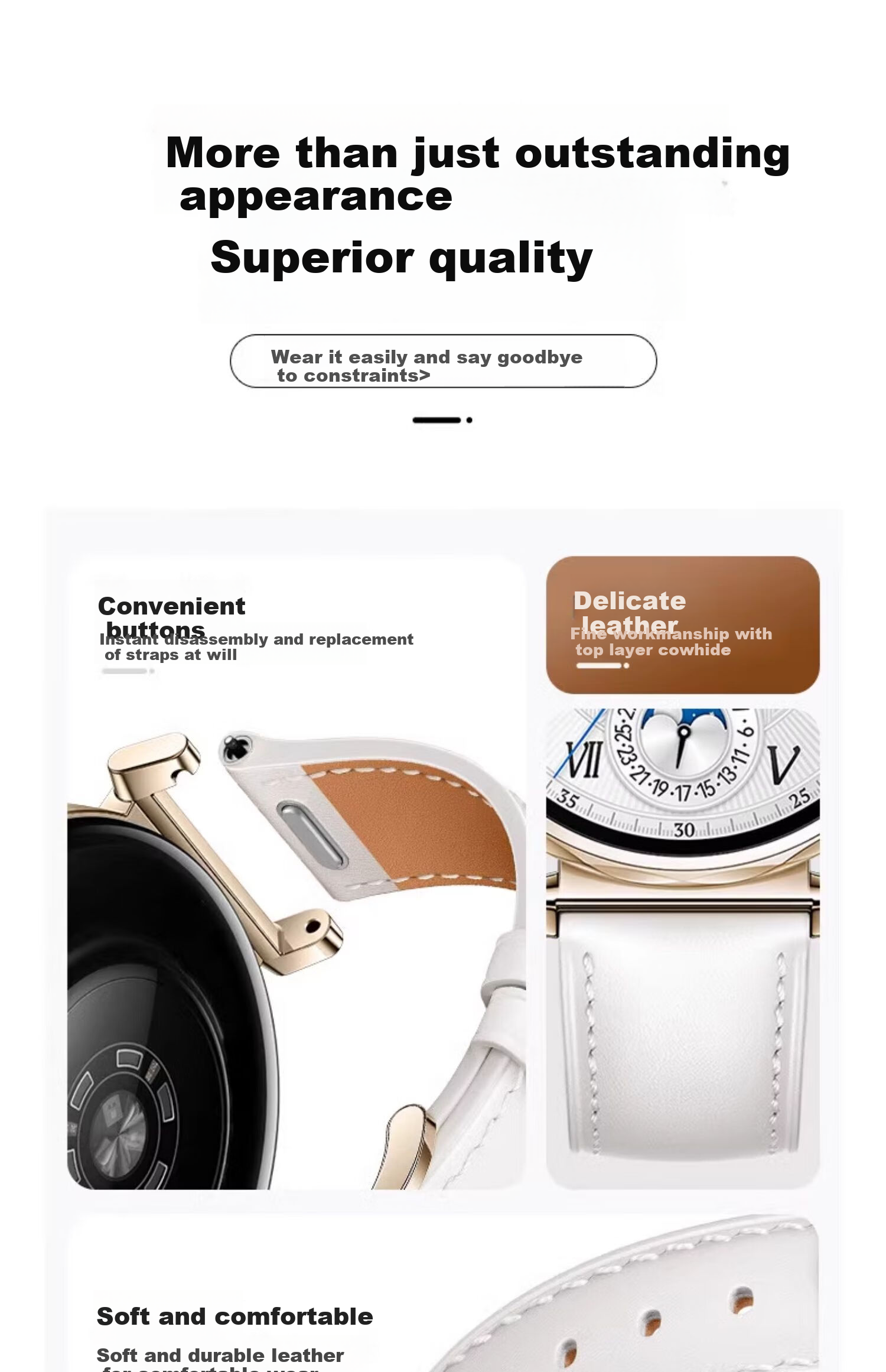 Watchbond Leather Strap Compatible with Huawei Watch GT6/GT5/GT4/Watch5 Women's Models, Official Style for GT5 Pro, Smart GT5 Sports 18mm Fashionable Women's Watch Band 2