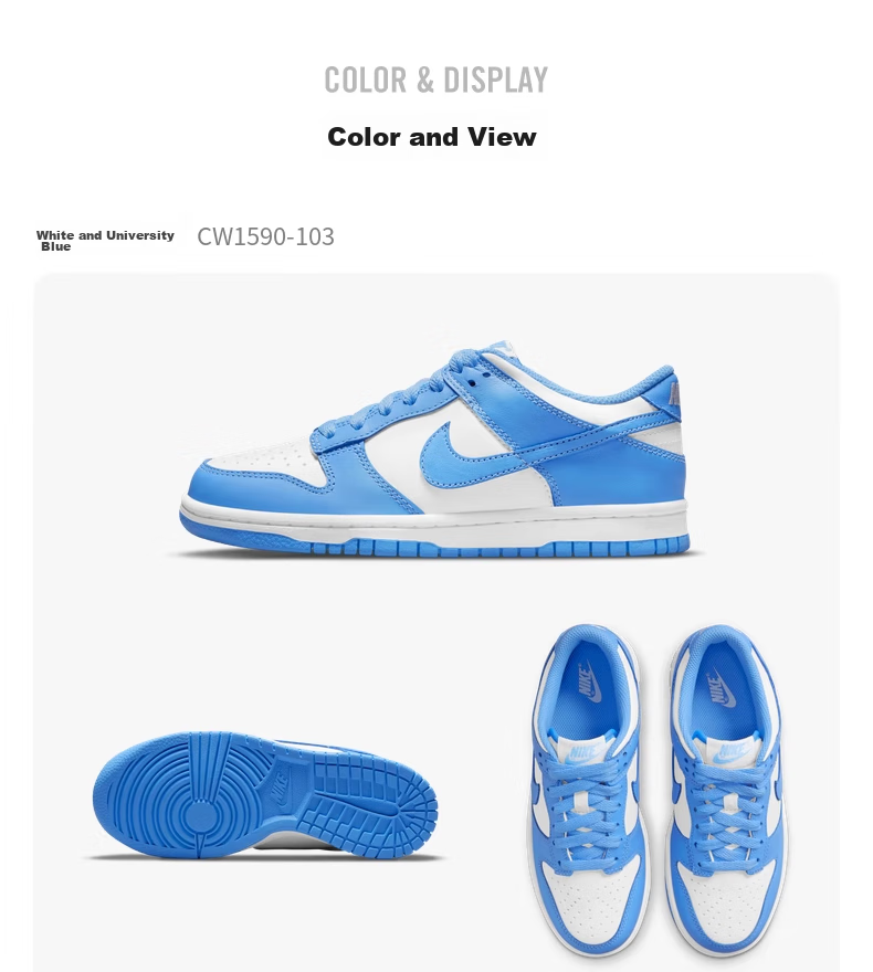NIKE DUNK LOW(GS) Children's And Women's Sneakers, Spring And Summer Black And White Panda CW1590-100, Size 36.5 16