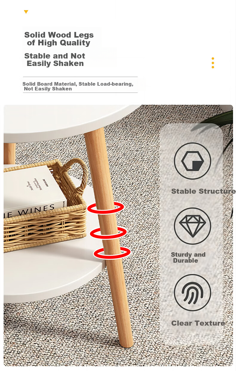 Quanpinwu Small Round Table Coffee Table for Home Living Room, Simple Sofa Side Table, Nordic Bedroom Bedside Table, Mini Balcony Small Table 2