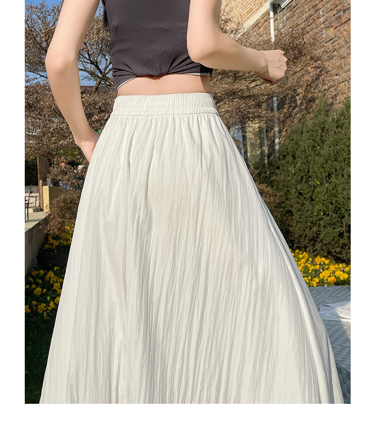 Free Style Bud Half Skirt Women 2026 Summer New Elastic High Waist Draped Slim Lantern Skirt Lazy A-Line Mid-Length Skirt 12