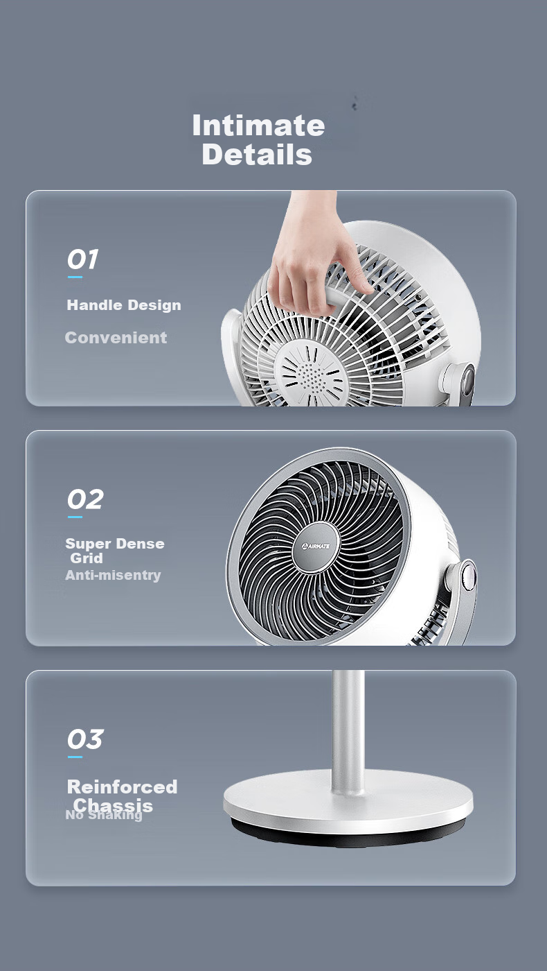 AIRMATE [Xiaobofeng] Air Circulation Fan, High Airflow Oscillating Electric Fan for Home Use, Quiet And Gentle Wind, Small Fan with English Plug, Specially Designed for Hong Kong Users FA18-X227 13
