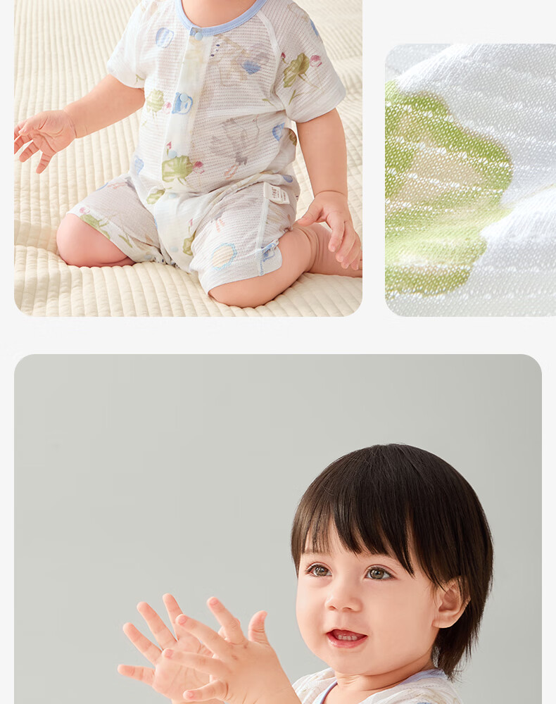 Shiyuejiejing Baby Romper, Summer Thin Short-Sleeve Pure Cotton Onesie Bodysuit Newborn Clothes Class A 14