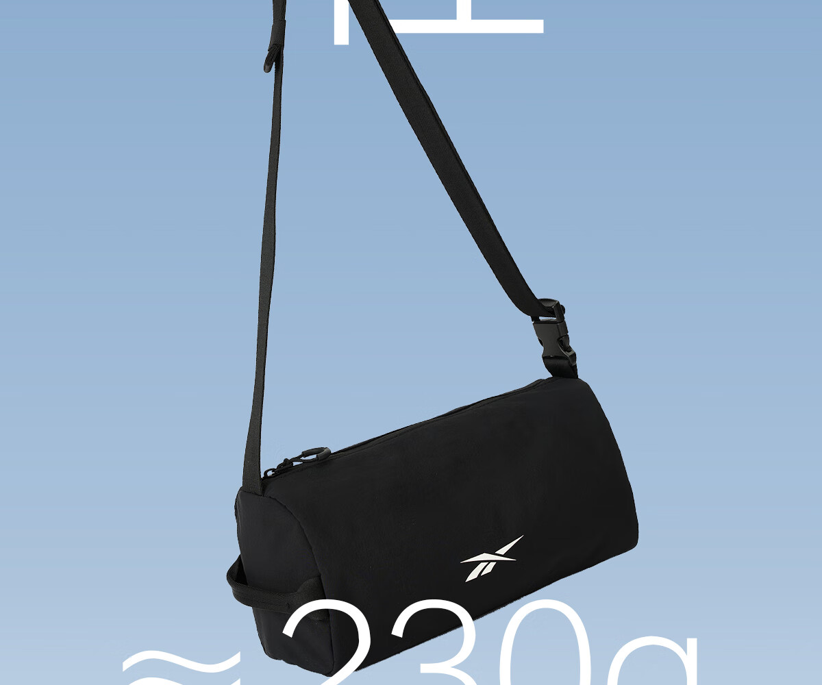 Reebok Water-Resistant And Wear-Resistant Handbag Crossbody Bag Large Capacity Unisex Outdoor Commuter Versatile Bag Black - M Size 2