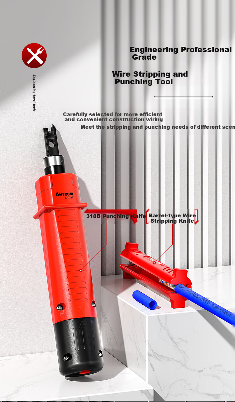 AMPCOM Flagship AMPCOM Category 7 Cable Crimper, Through-Penetrating Swallow-Tail Clip, Cat5e/6/7 Shielded RJ45 Connector Crimping Pliers, 4-In Wire Stripper/cutter/breaker AR728YE 16