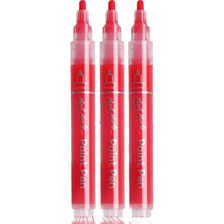 Mont Marte Acrylic Markers, Guka Acrylic Pens, Waterproof Hand-Drawing DIY Children's Acrylic Paint - 3mm (Round Tip, 3-Pack) SX-MPN0175CN Art Educatio