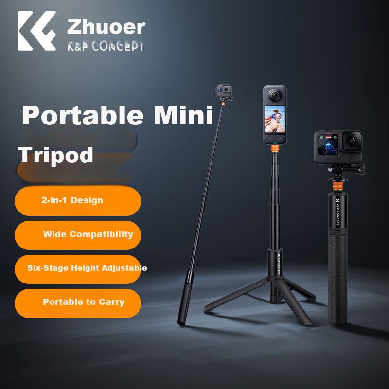 Zhuoer Suitable for DJI Nanopocket 3, Action 6/5pro/4 Selfie Stick, GoPro 13/12 Action Camera Extension Pole, Tripod, Yingshi InstaX5 Bracket