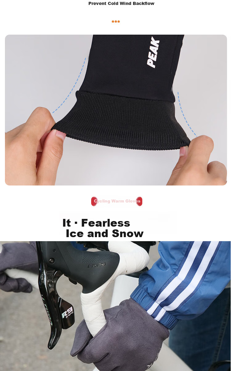PEAK Cycling Gloves for Men And Women, Autumn And Winter Cold-Resistant Mountain Bike Outdoor Non-Slip Touchscreen Compatible Warm Gloves, Suede Gray 16